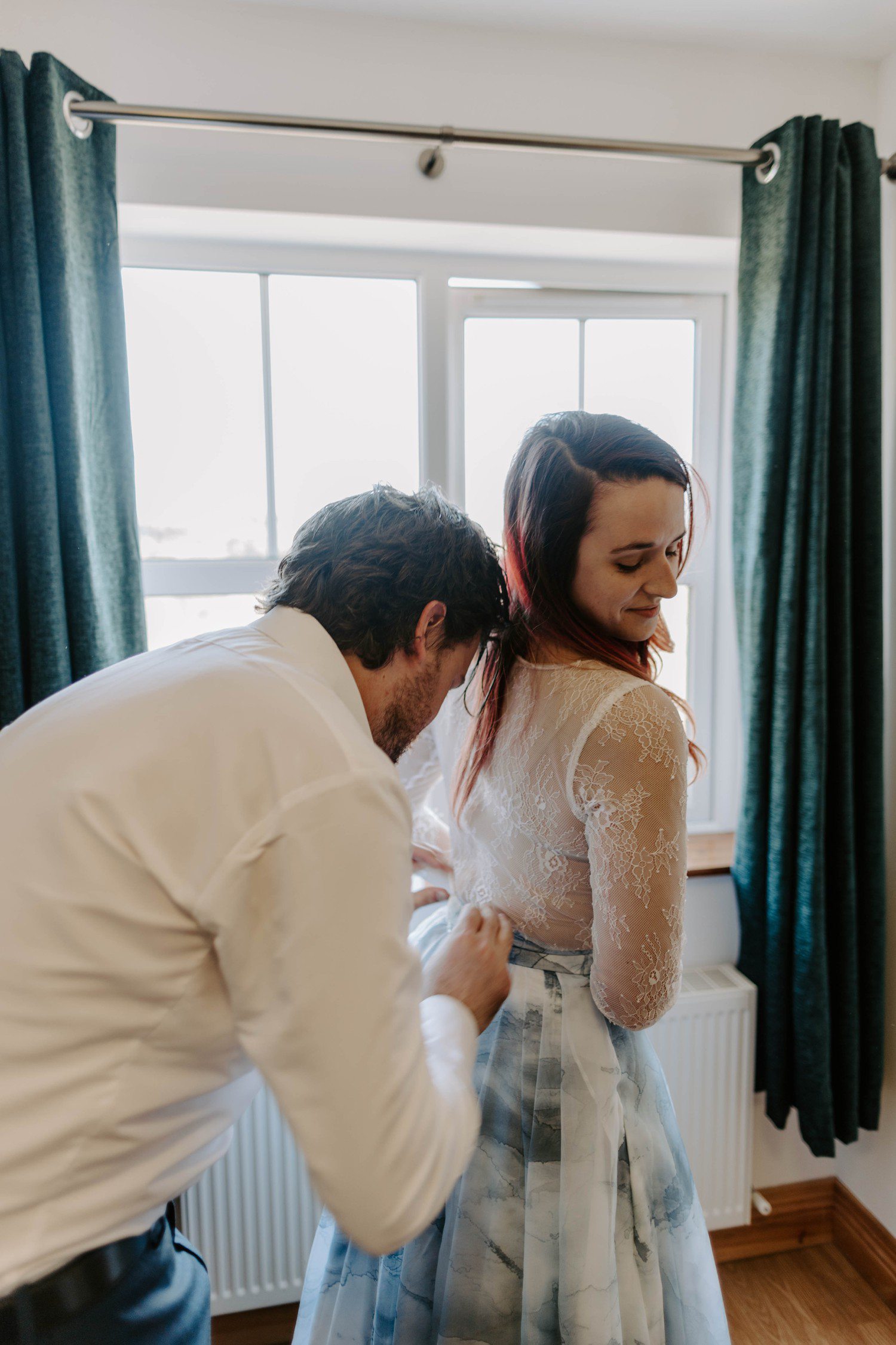 Couple getting ready for Ireland Elopement