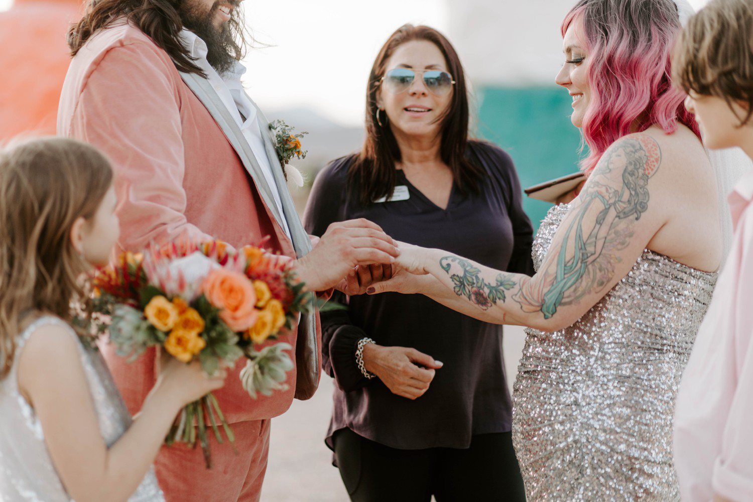Elopement Ceremony at Seven Magic Mountains