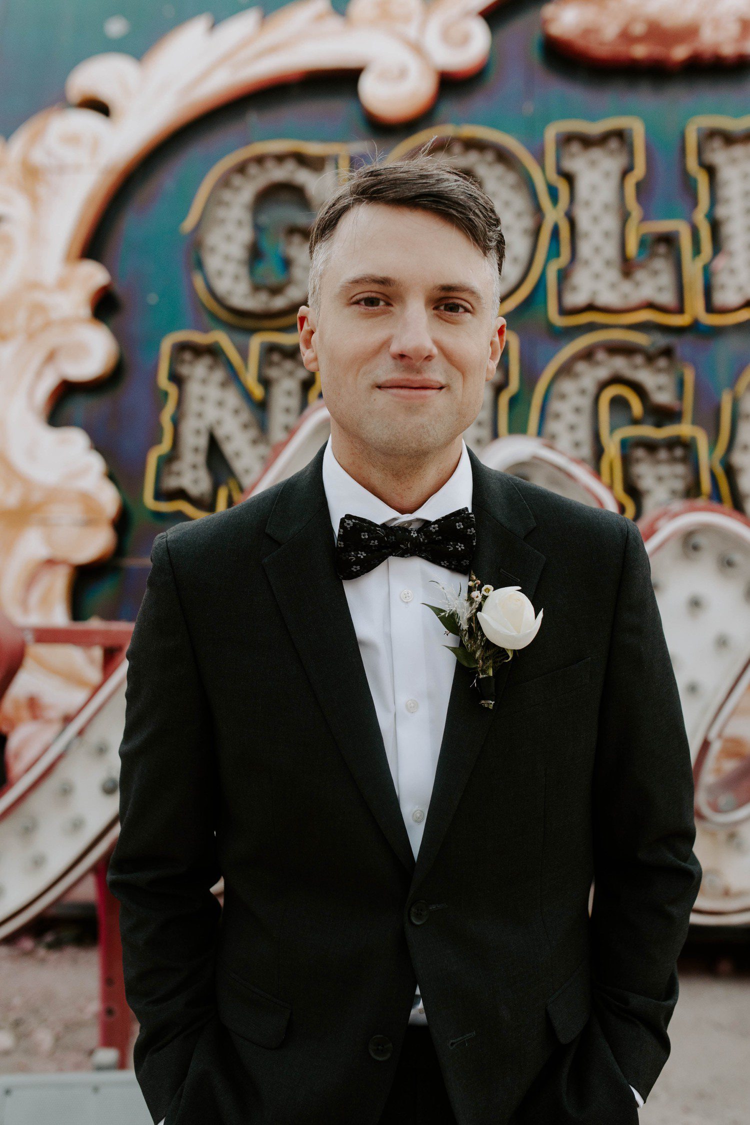 Groom at The Neon Museum