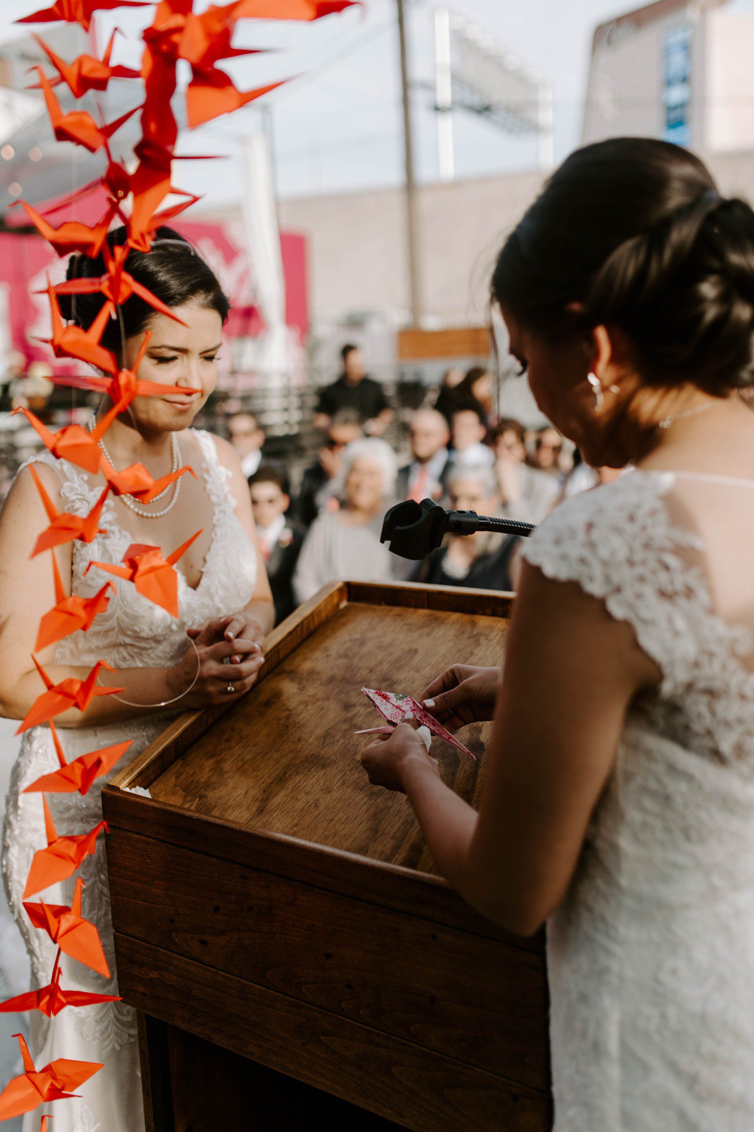 Paper Cranes at Wedding Ceremony