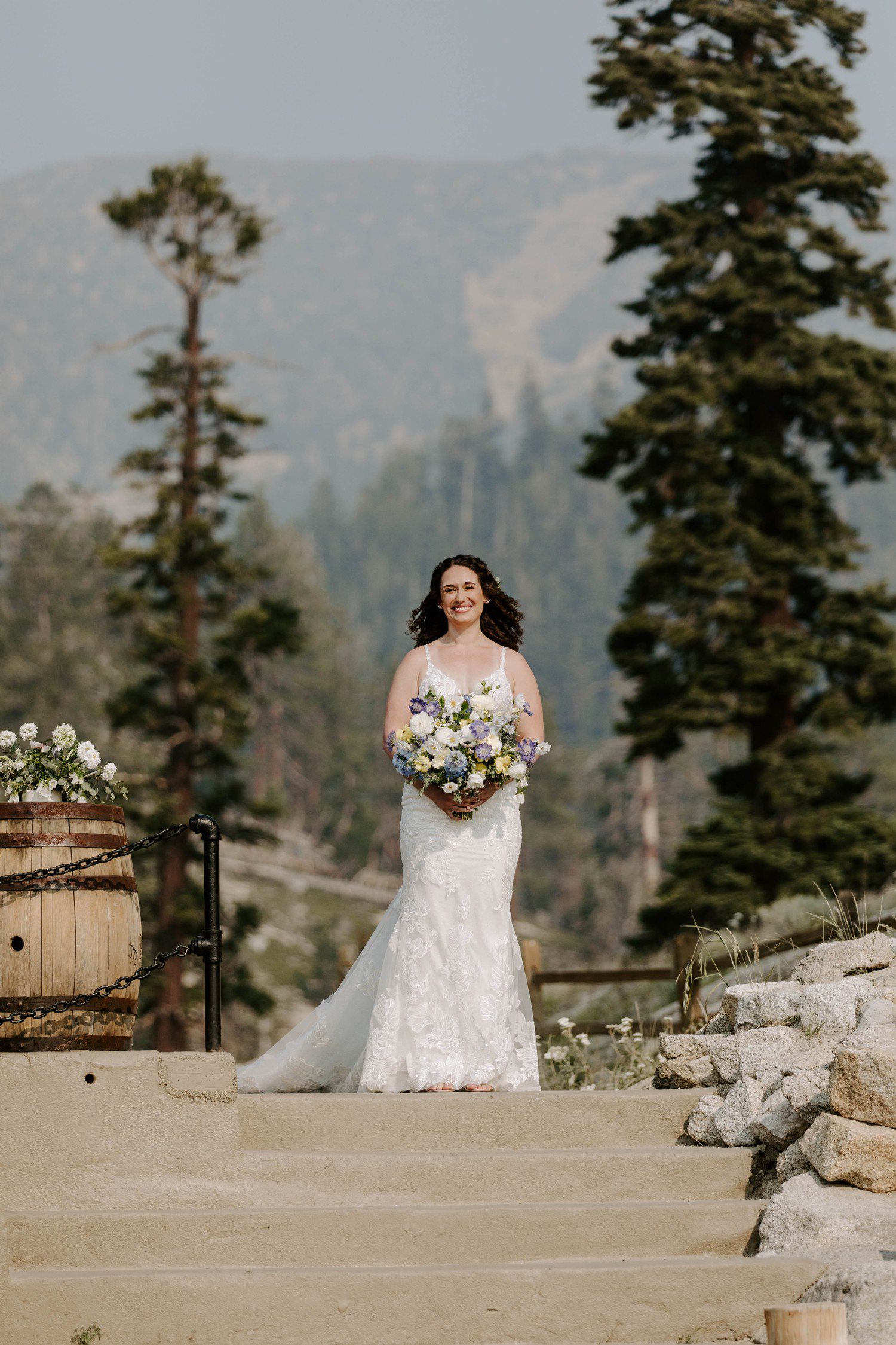 Bride walking down aisle at Lake Tahoe Wedding