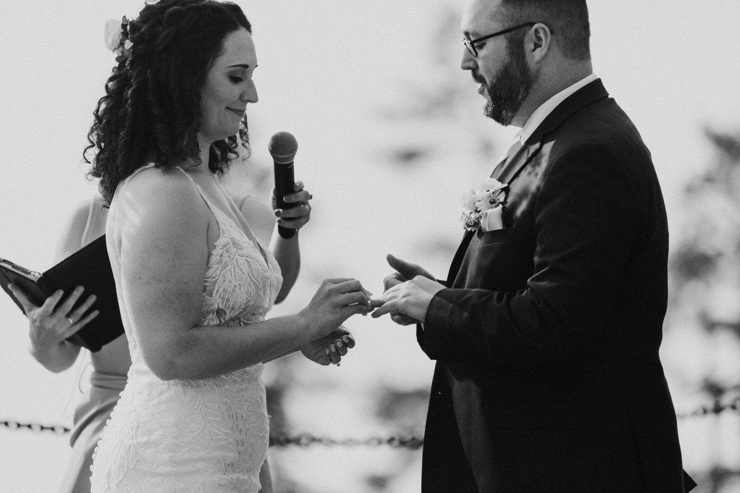 Bride and Groom Exchanging Rings
