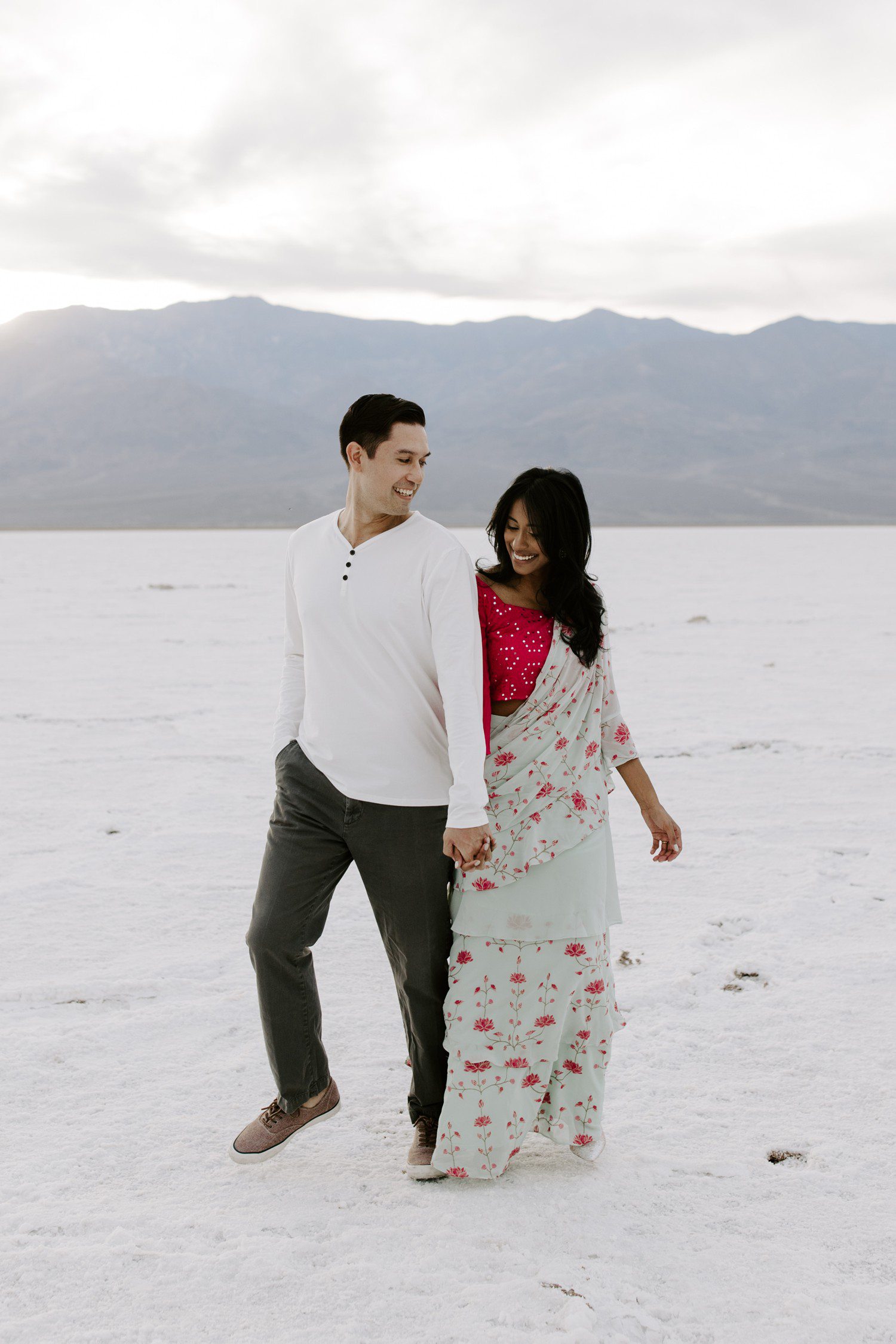 Couple Walking Death Valley Engagement
