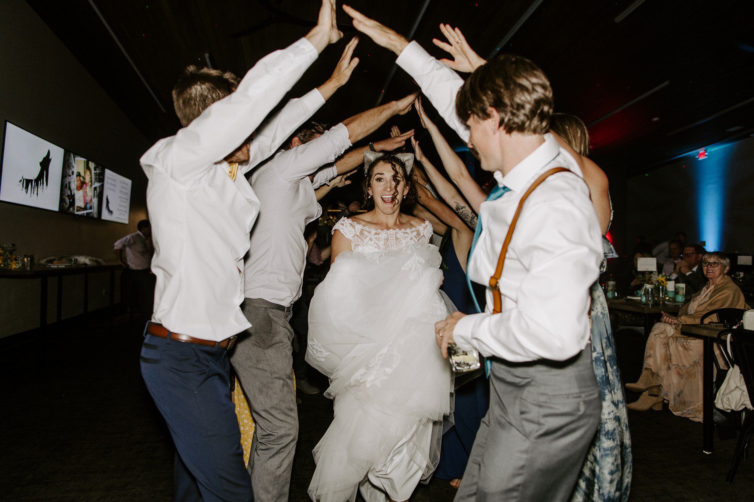 Wedding reception dance tunnel
