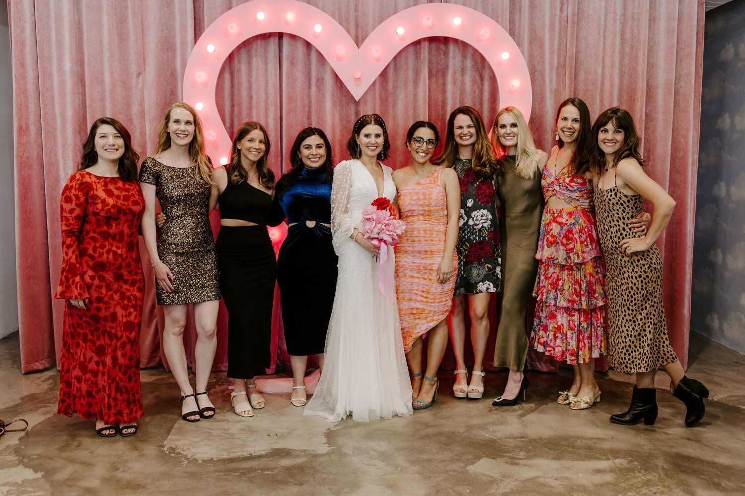 Photo of Bride with friends at Sure Thing Chapel 