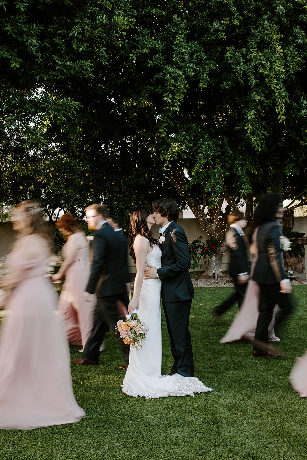 Wedding Party Photo with Motion Blur