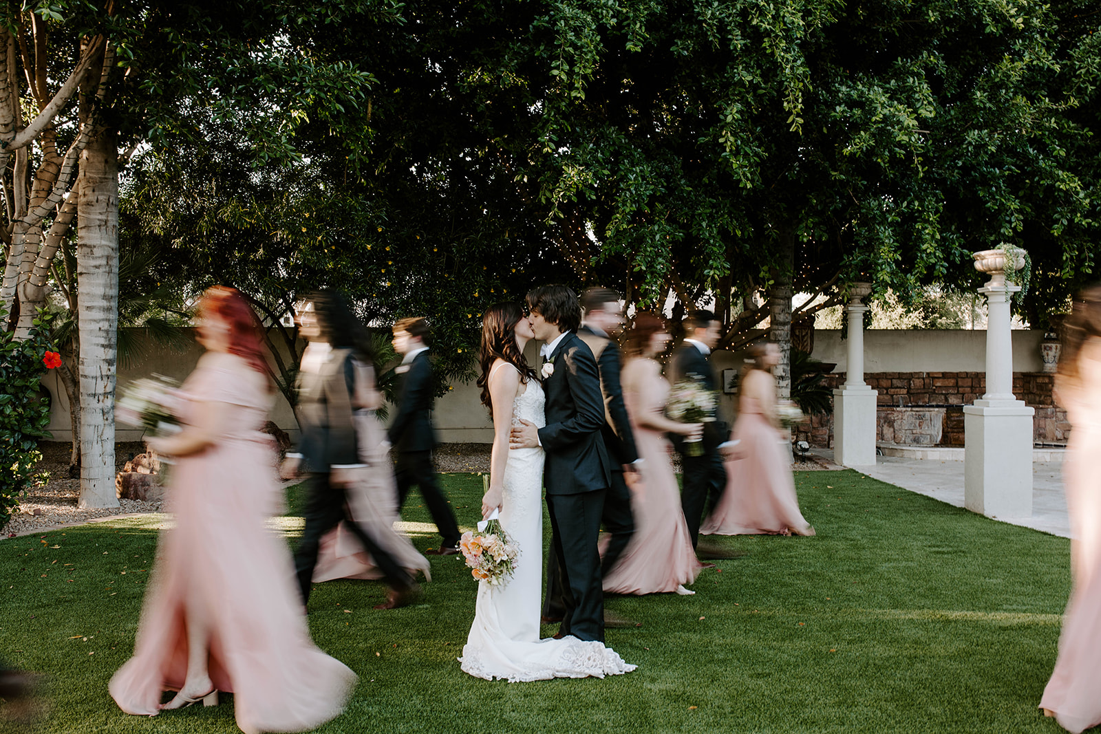 Motion blur wedding party photo