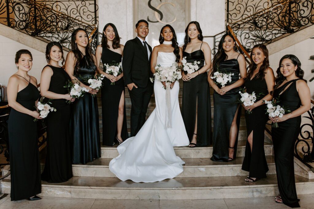 Bridal party photos at The Stirling Club in Las Vegas.