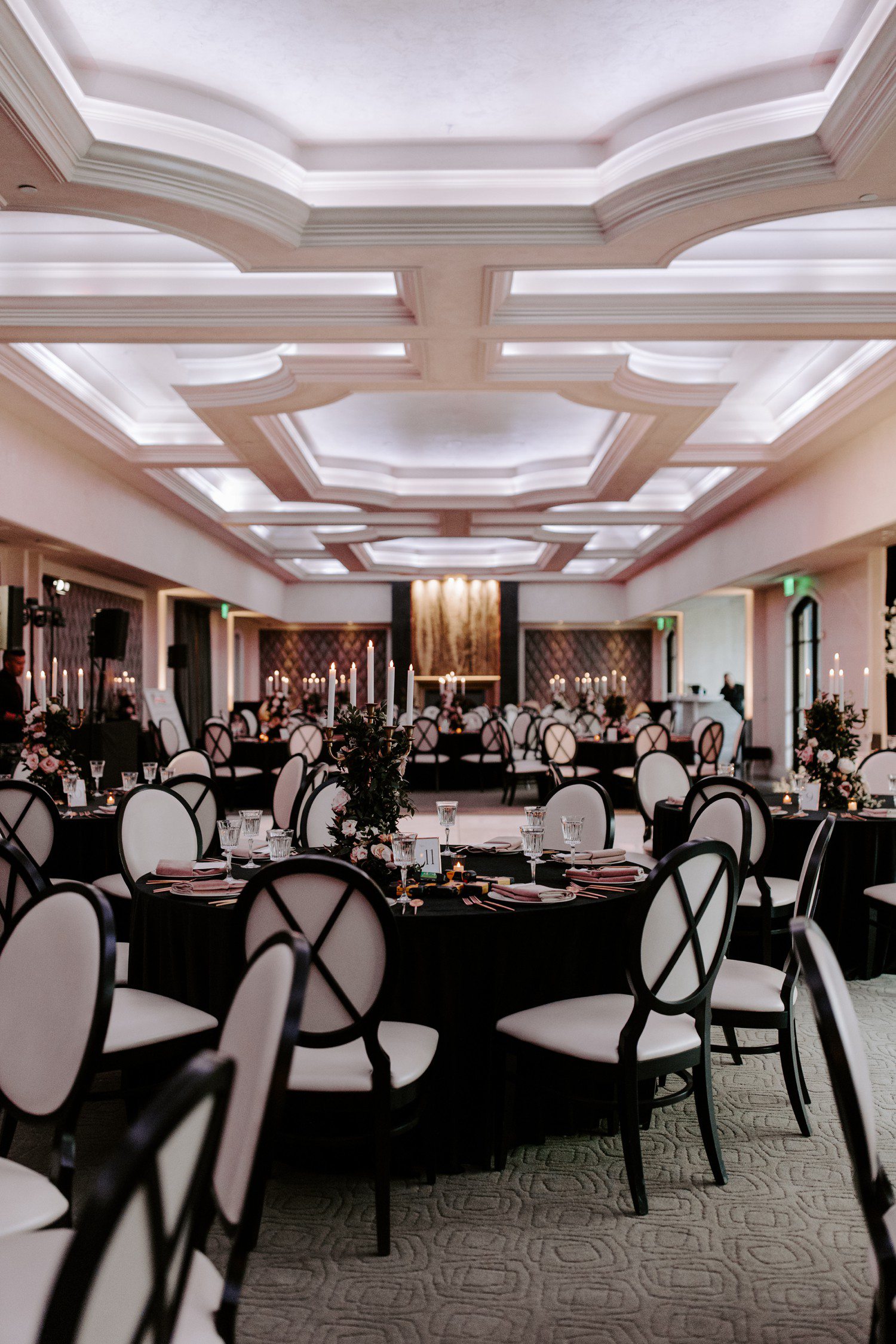 Decorated wedding reception at The Stirling Club in Las Vegas.