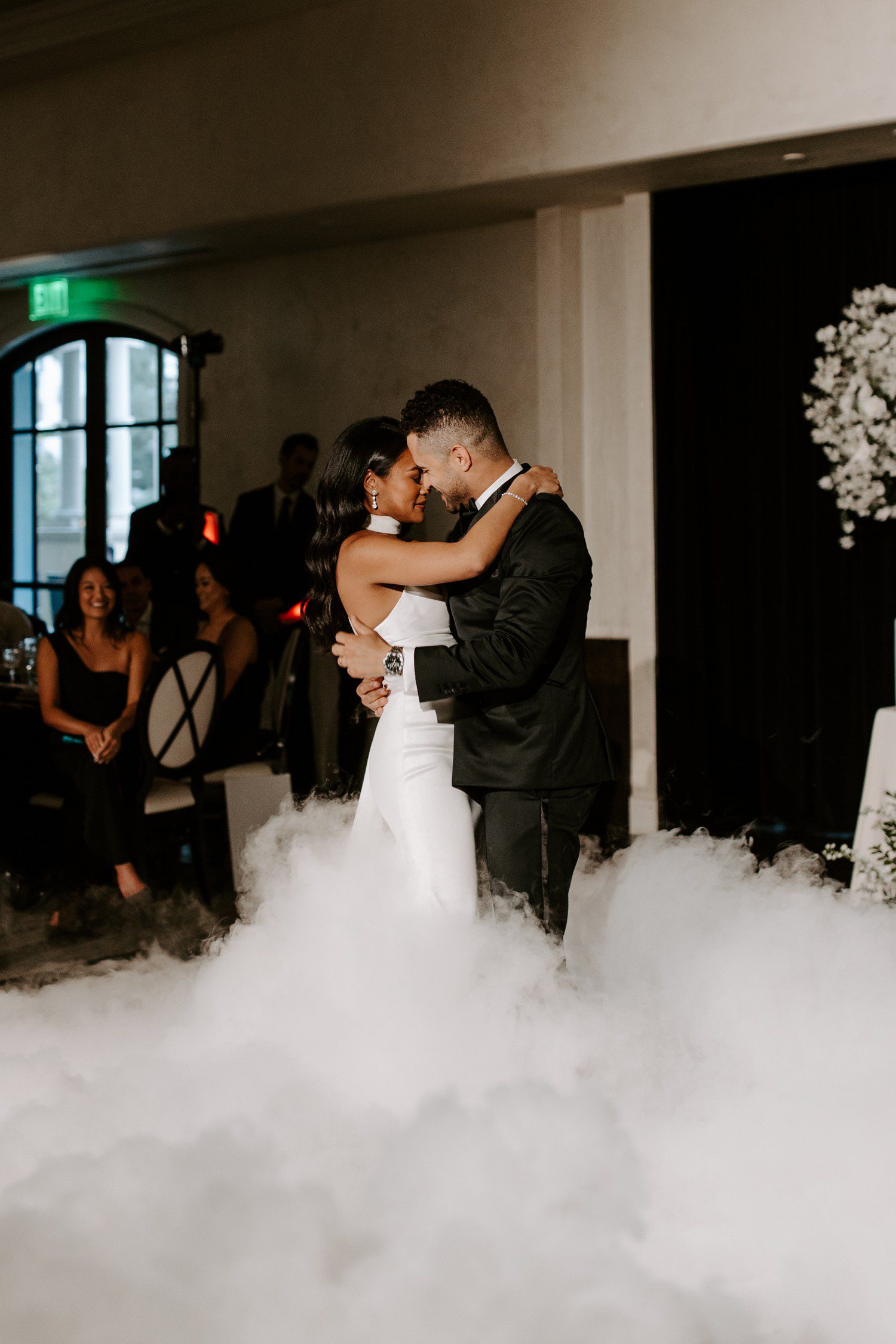 Wedding first dance with fog machine