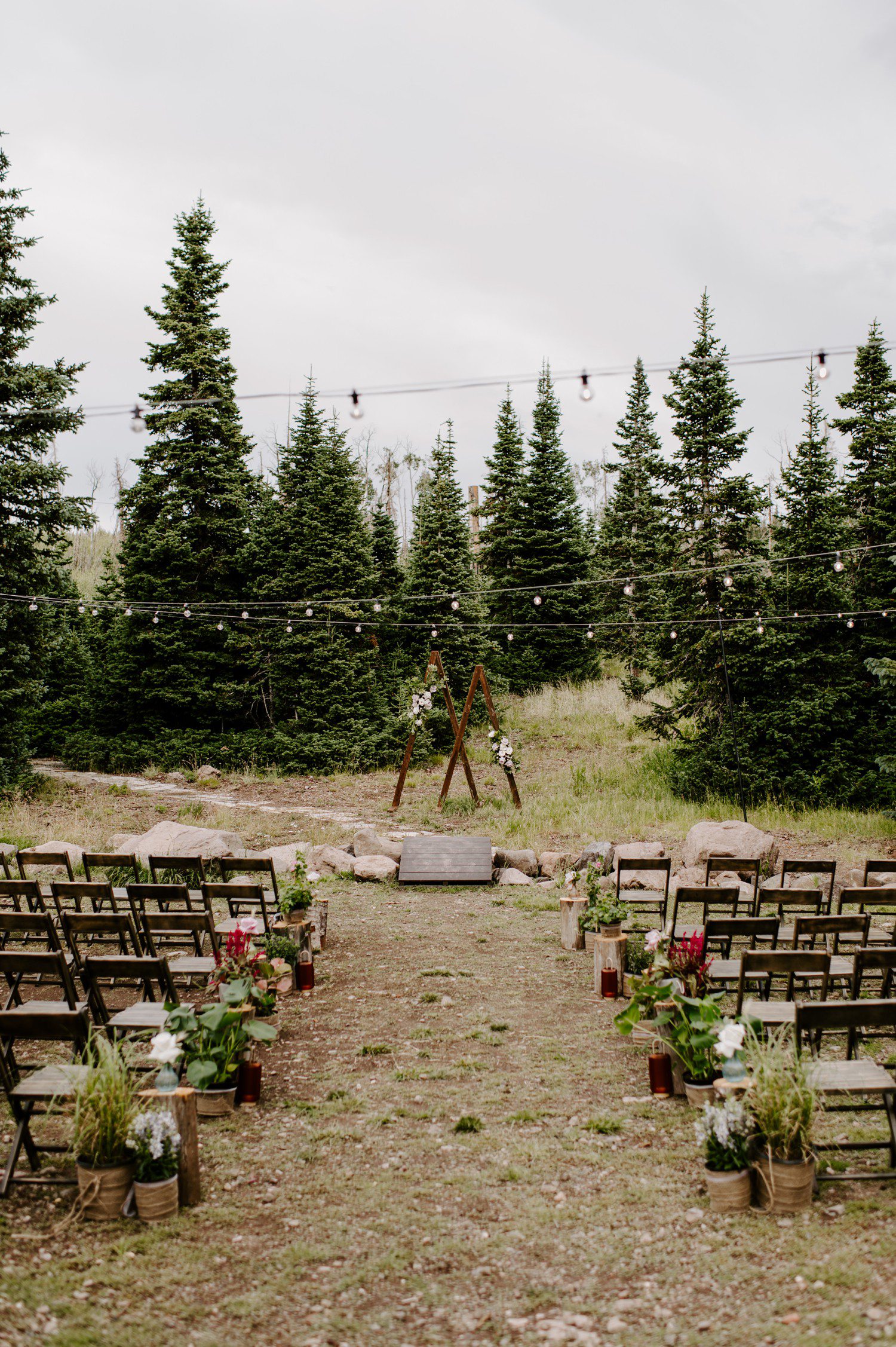 Mountain wedding ceremony set-up in Brian Head Utah