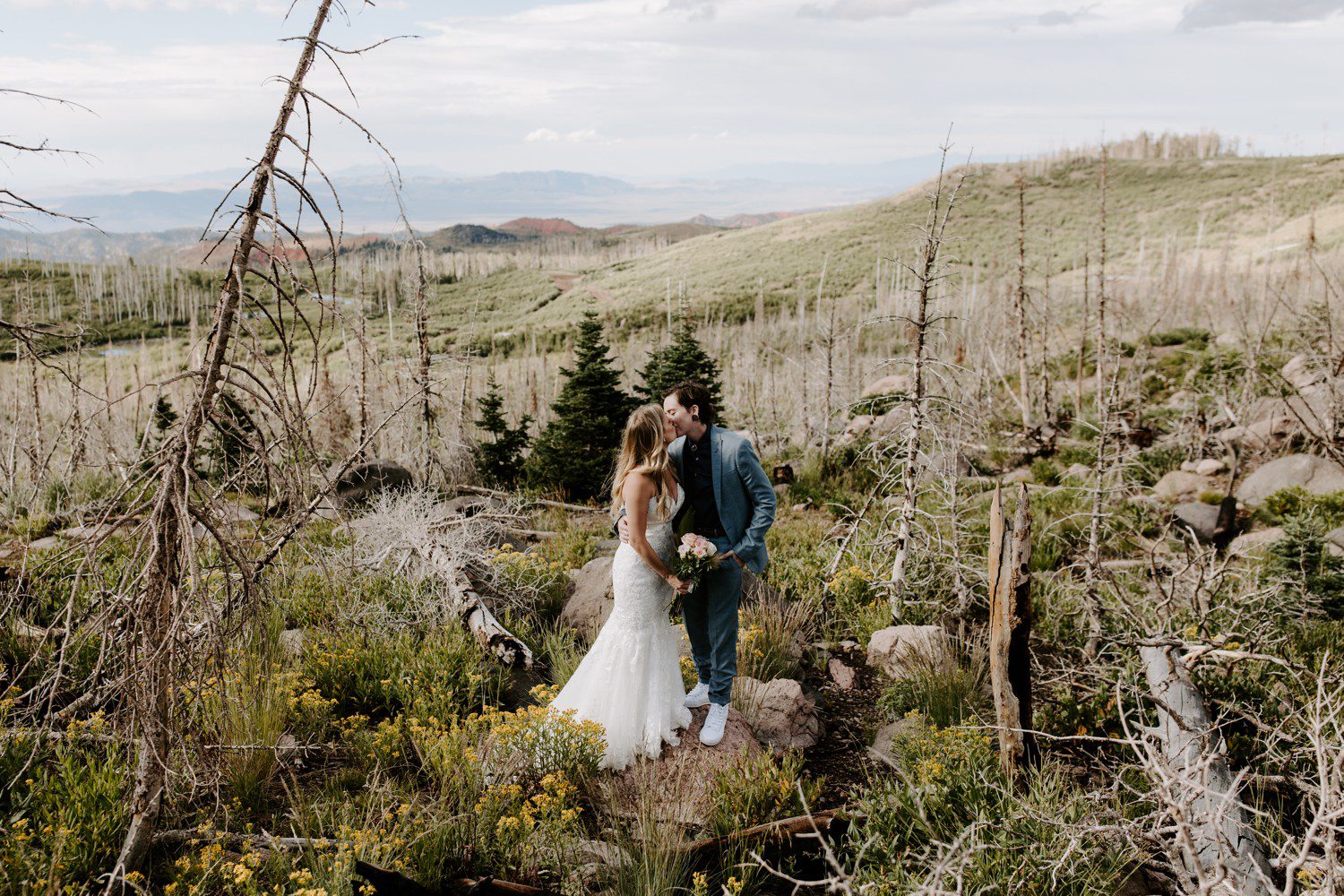 Brian Head Utah wedding photos in mountains.
