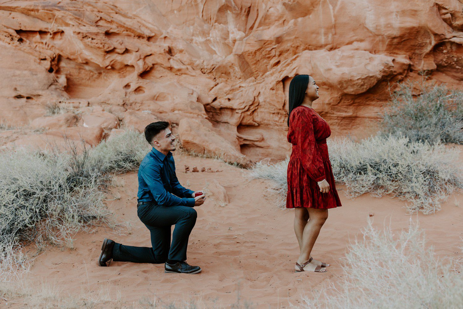 Surprise proposal at Valley of Fire outside of Las Vegas.