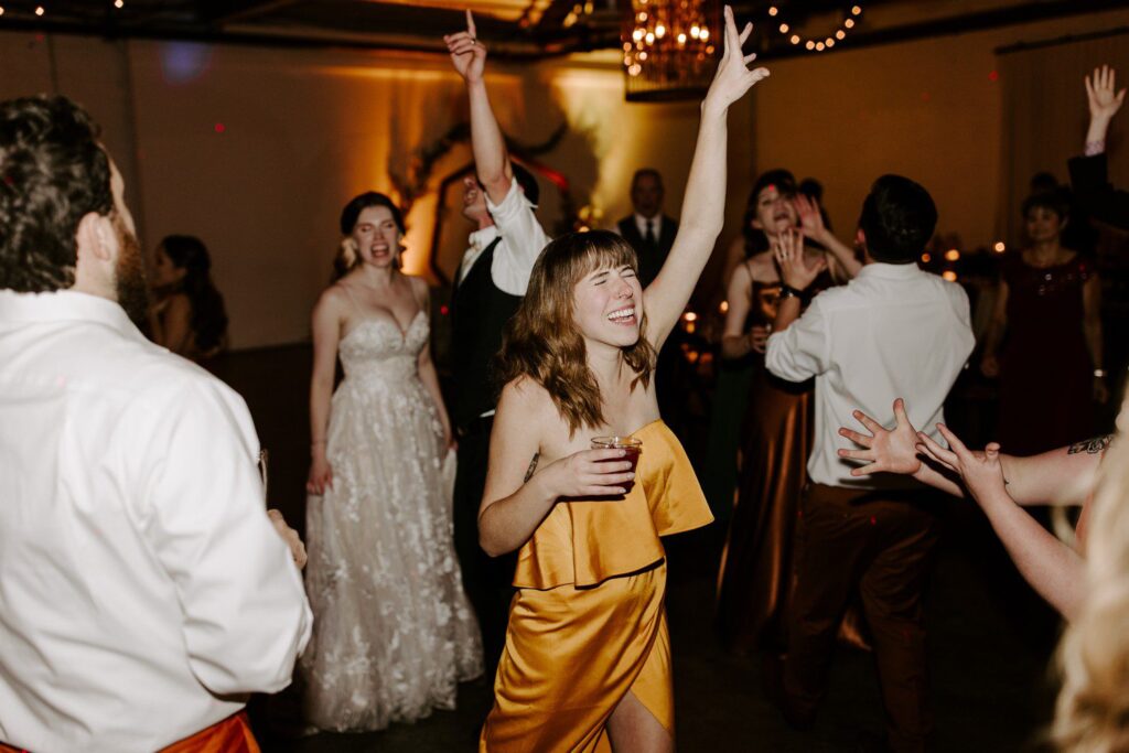 Guests dancing at wedding reception at The Doyle.