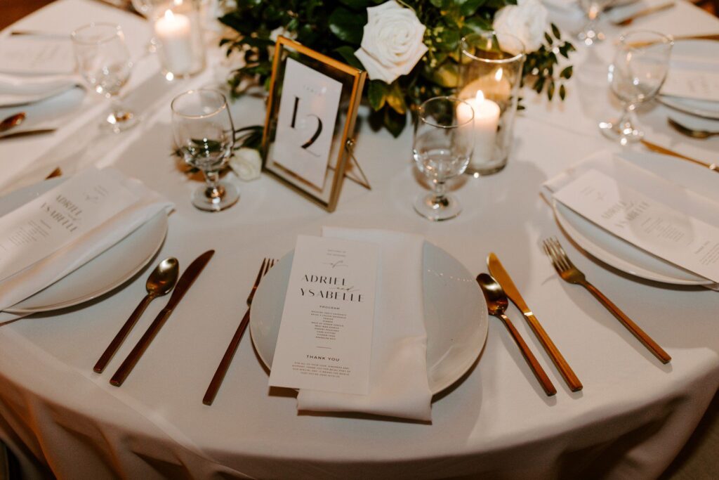 Wedding Reception Table Place Setting