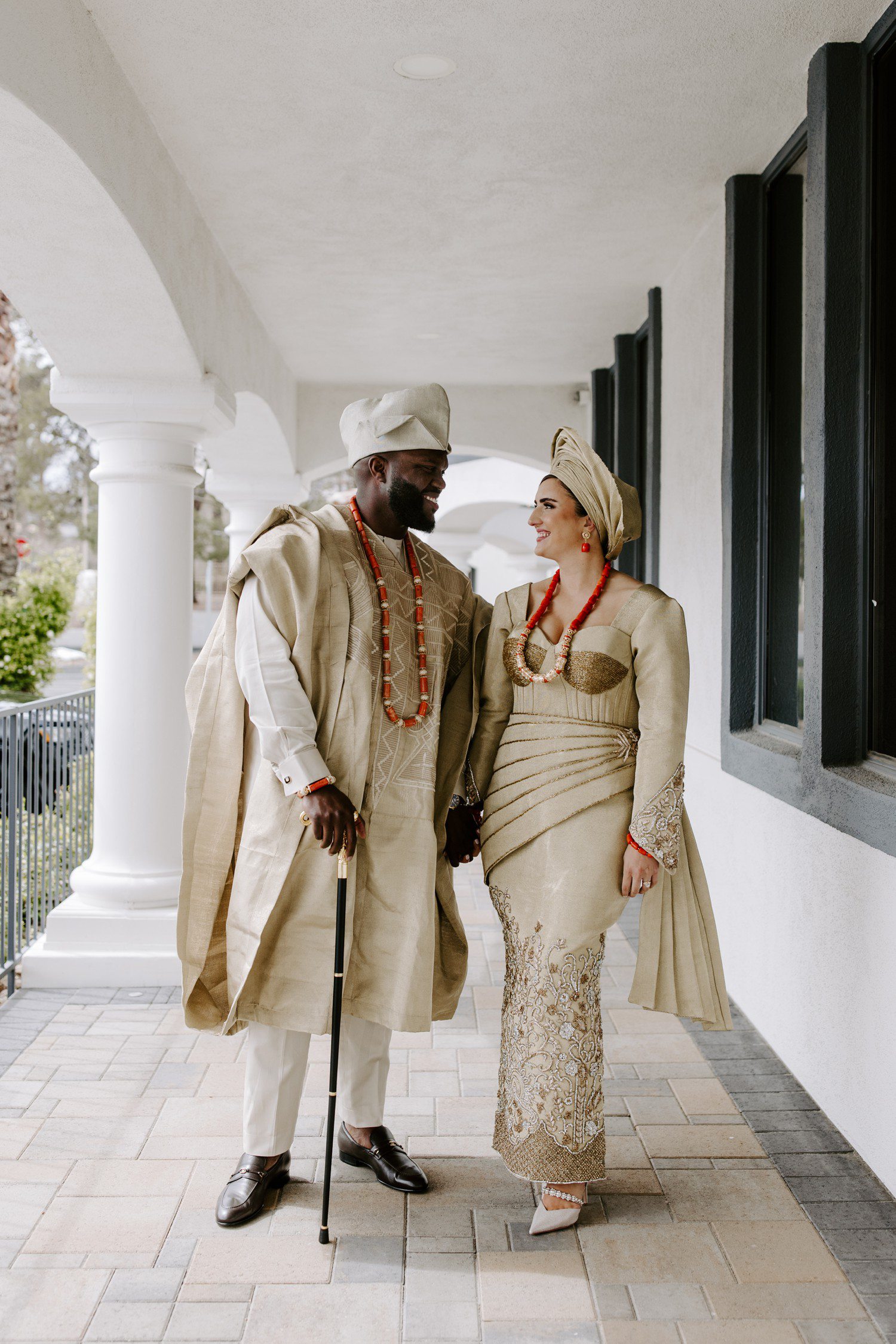 Bride and groom photos in Nigerian wedding attire in Las Vegas. 