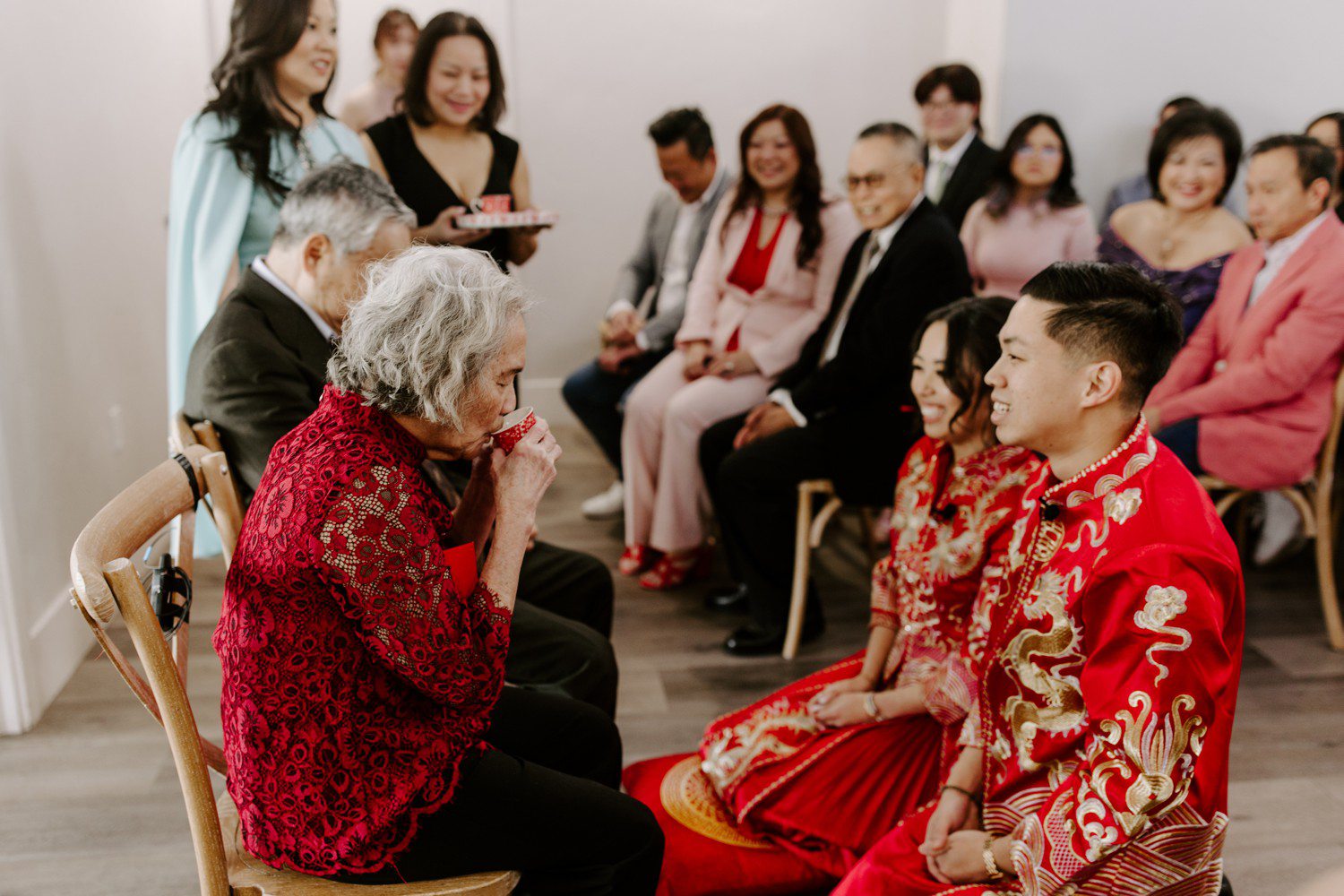 Chinese tea ceremony at wedding in Las Vegas. 