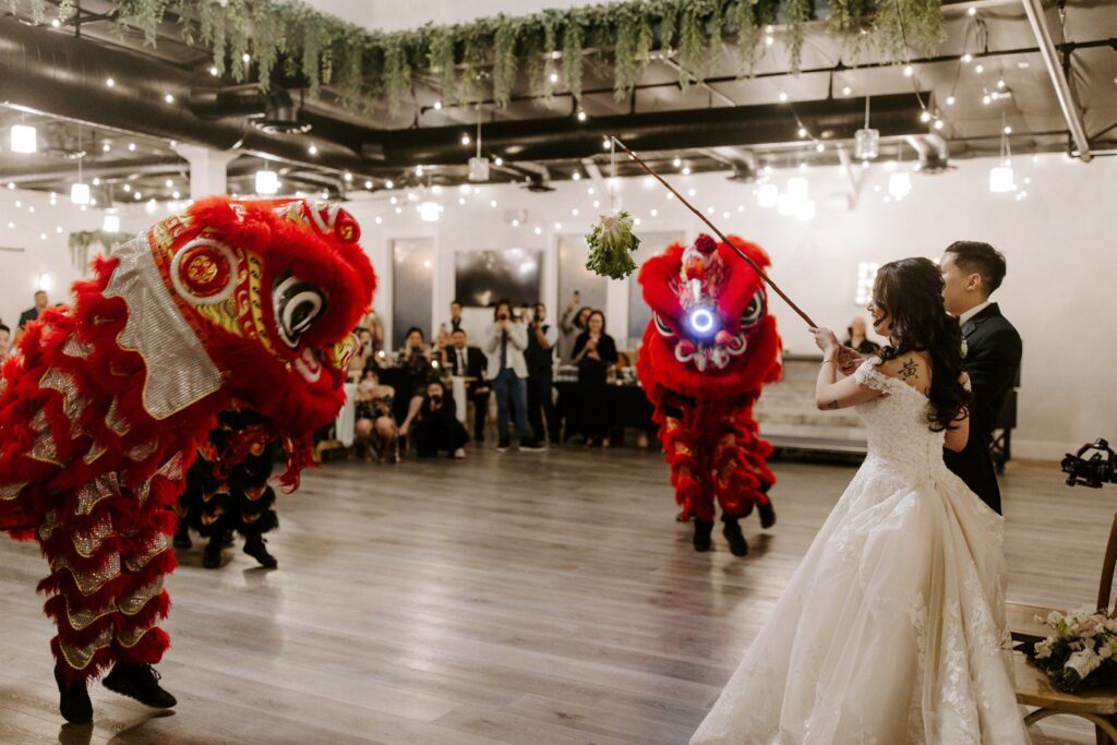 Chinese Lion Dance at wedding in Las Vegas. 