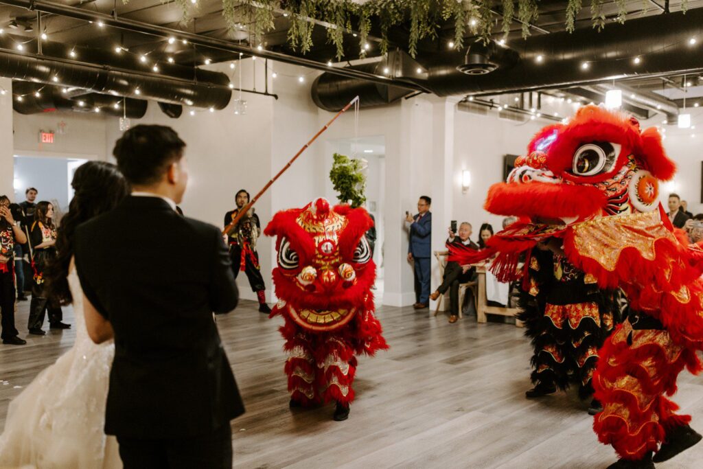 Chinese lion dance at wedding in Las Vegas. 