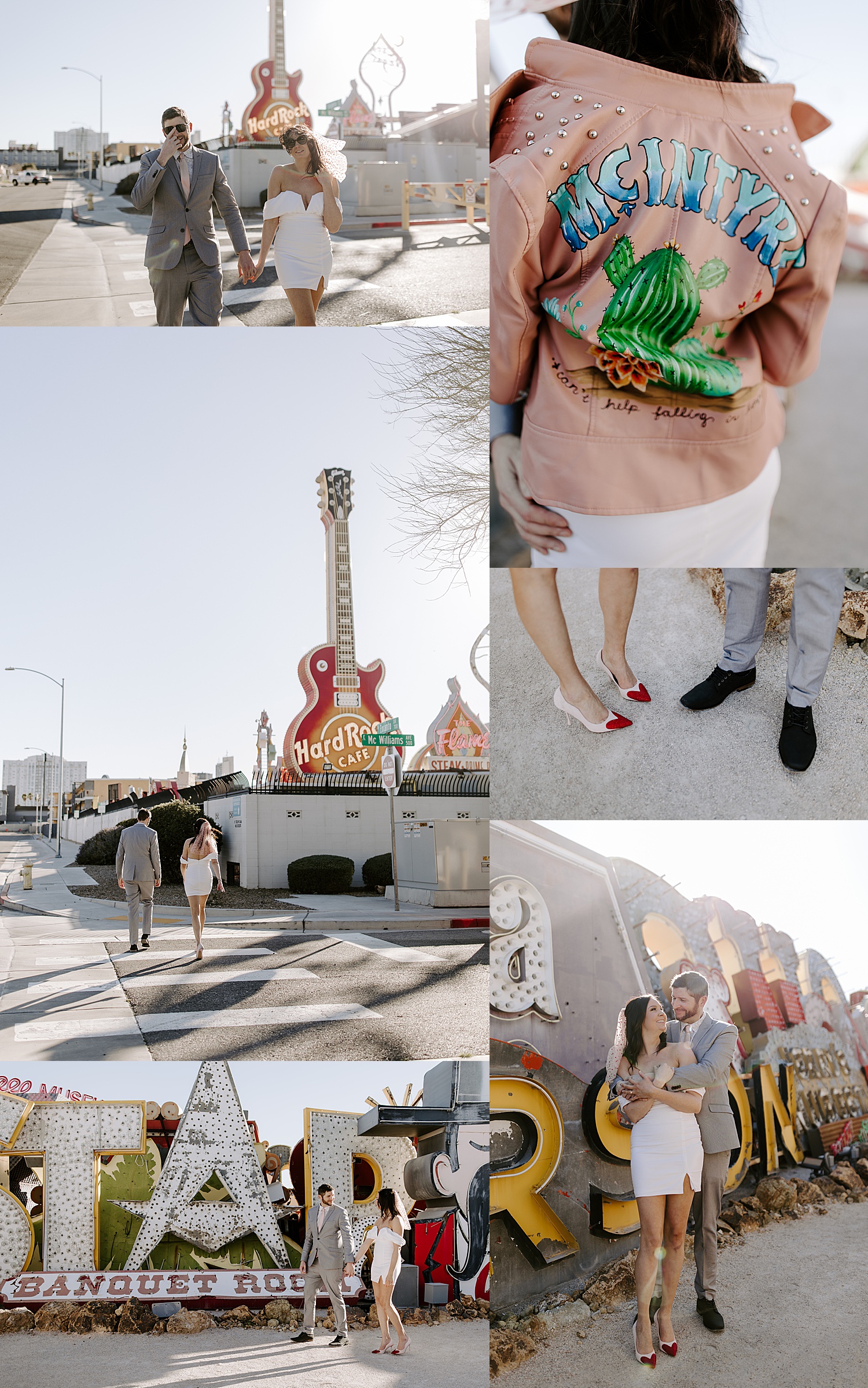 woman in short white mini dress gets married at The Neon Museum by Las Vegas elopement photographer