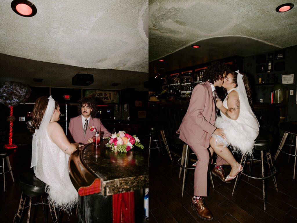 man kisses wife in bar by Katelyn Faye Photography