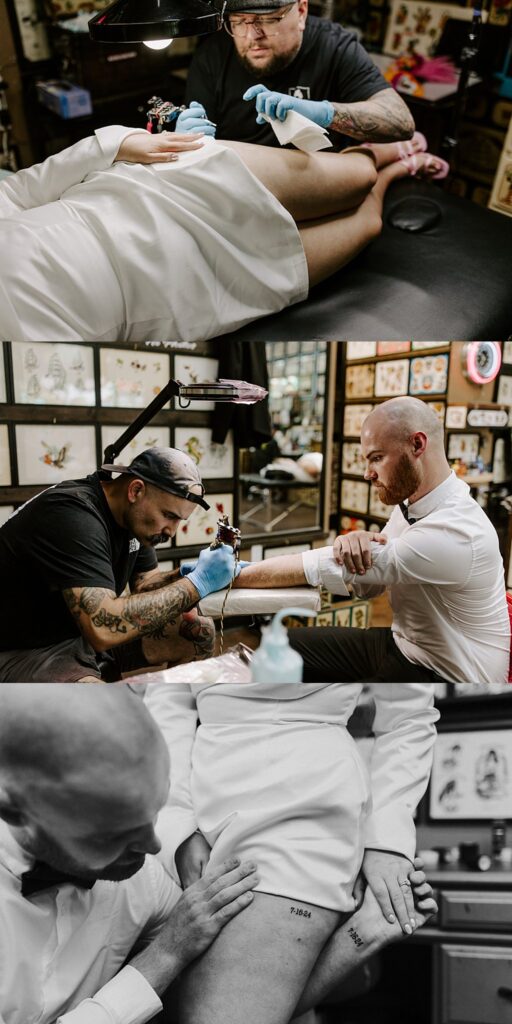 newlyweds get ink at Downtown Tattoo shop