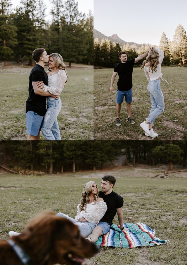 man spins woman around by Las Vegas wedding photographer