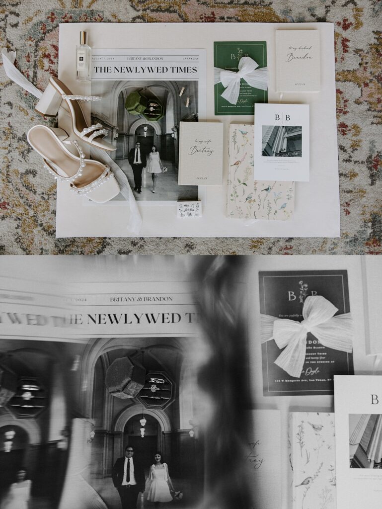 details laid out in flat lay by Las Vegas Wedding Photographer