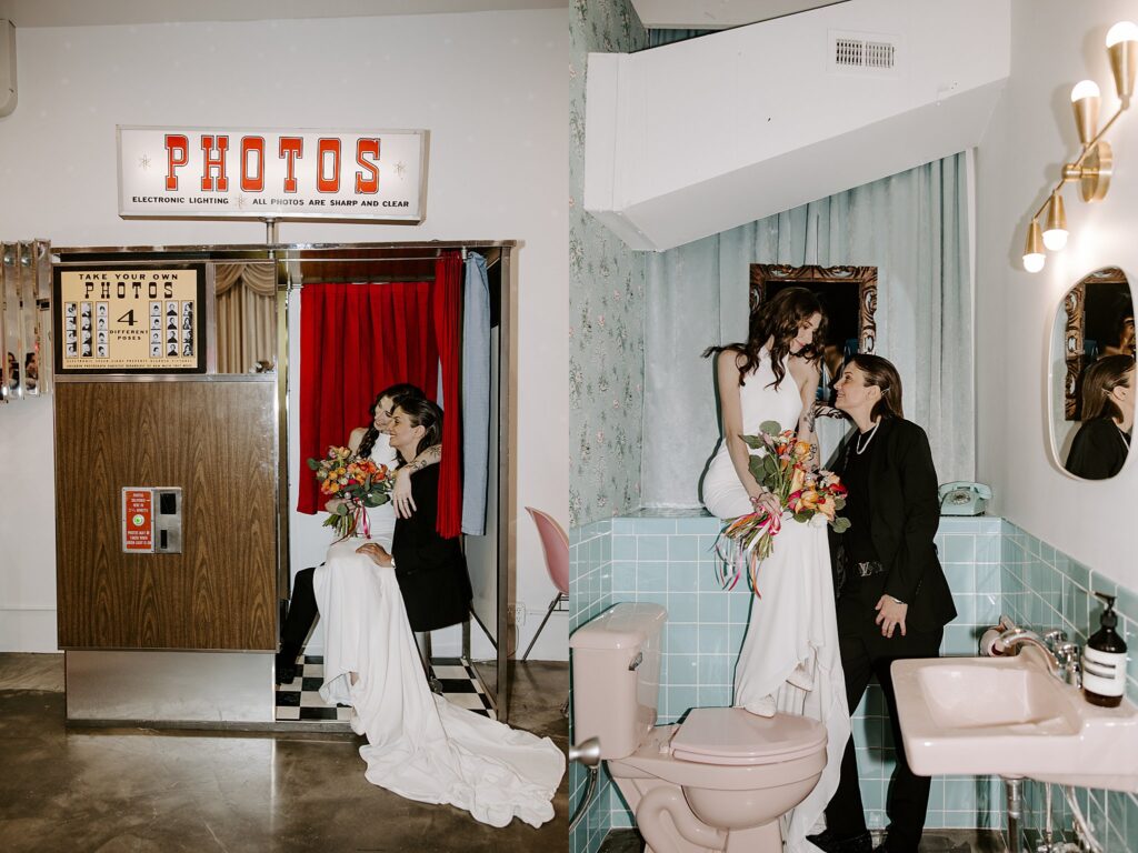 brides use photobooth at one of 5 wedding venues in Las Vegas