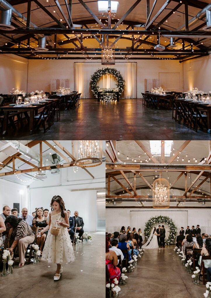 bright open space with candlelight and romantic string lights at one of 5 wedding venues in Las Vegas