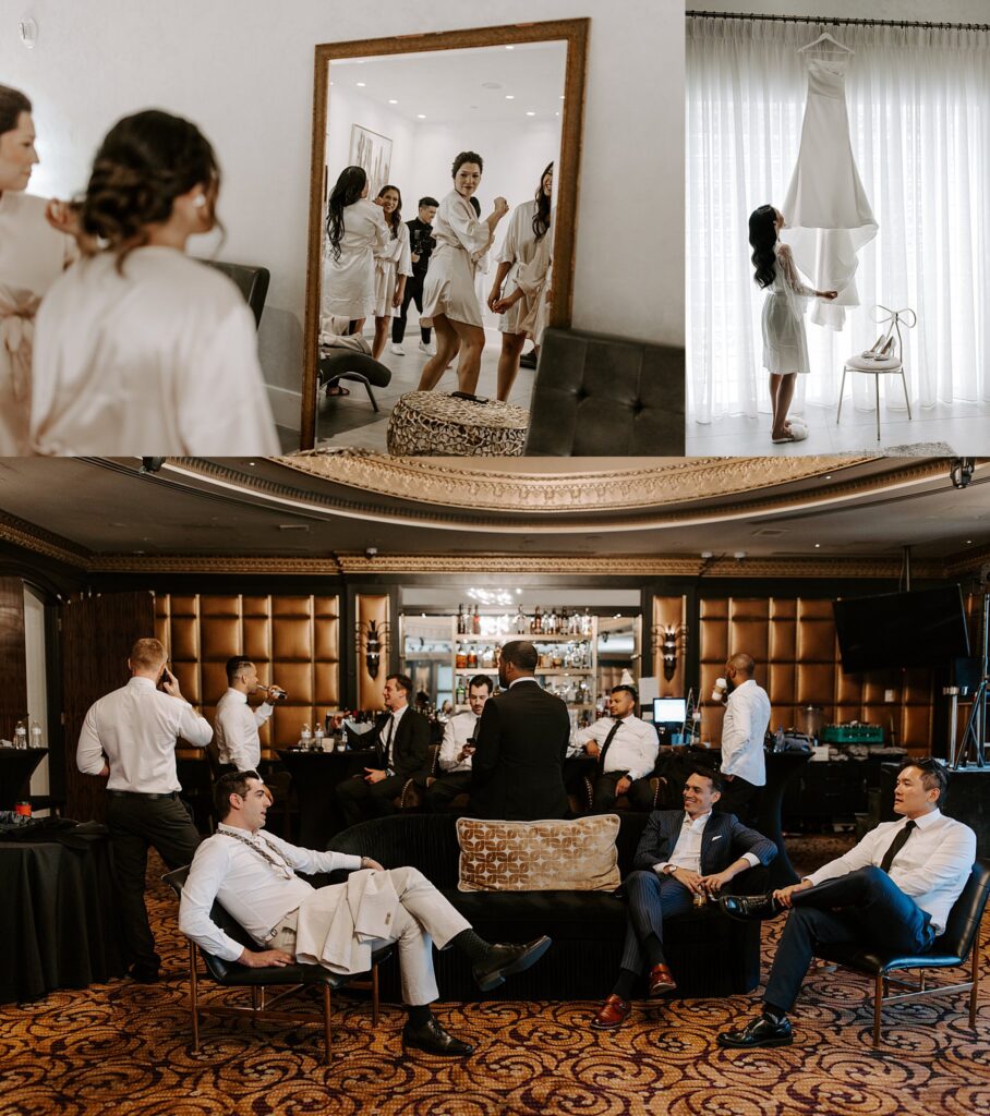 groomsmen relax in lounge at one of 5 wedding venues in Las Vegas