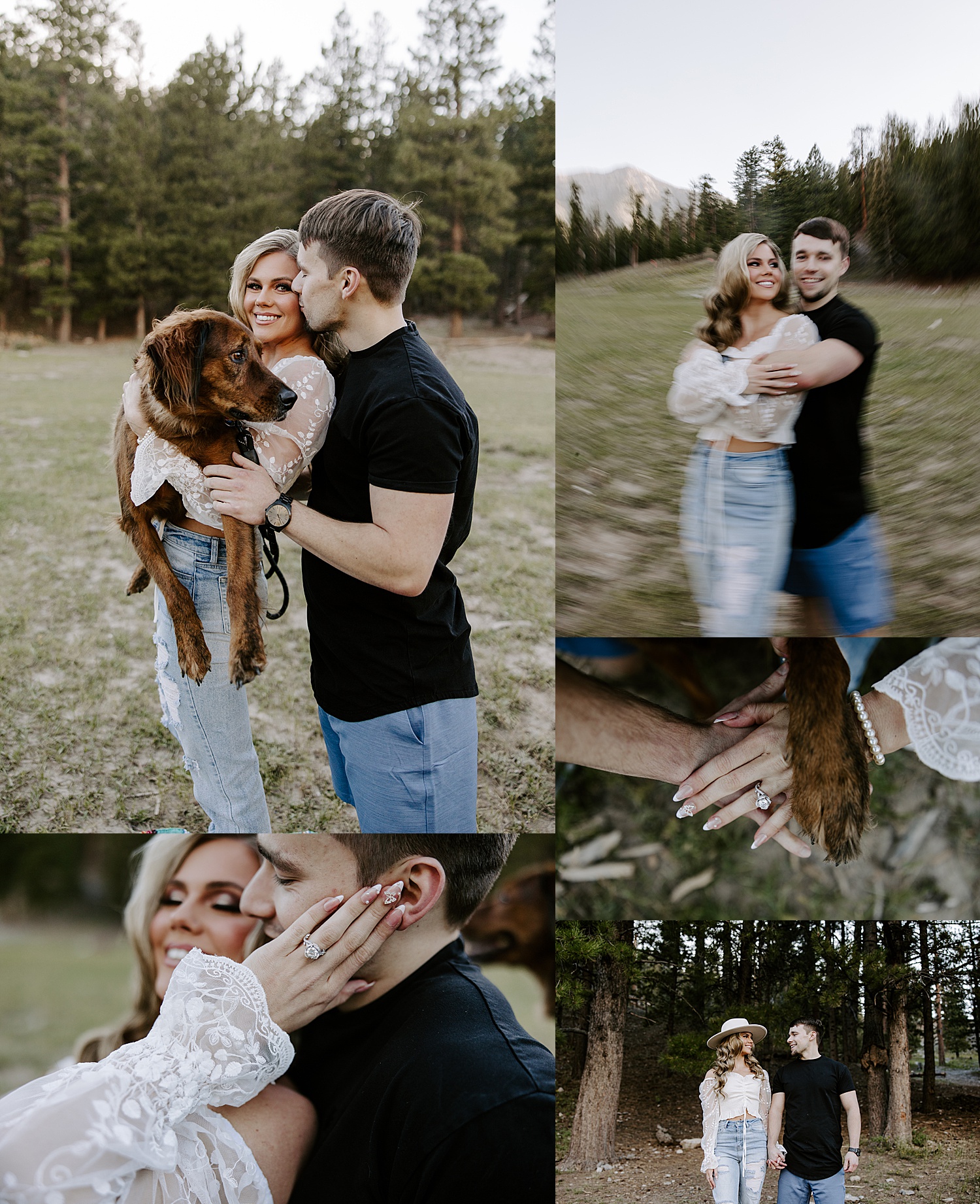 couple holding their puppy in a field by Katelyn Faye Photography