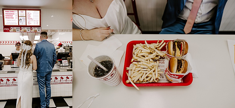 man and woman order in-and-out for their Post-Elopement Couples Shoot