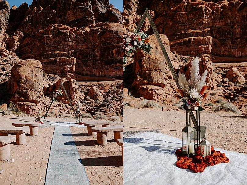 floral details on arch for Valley of Fire elopement.