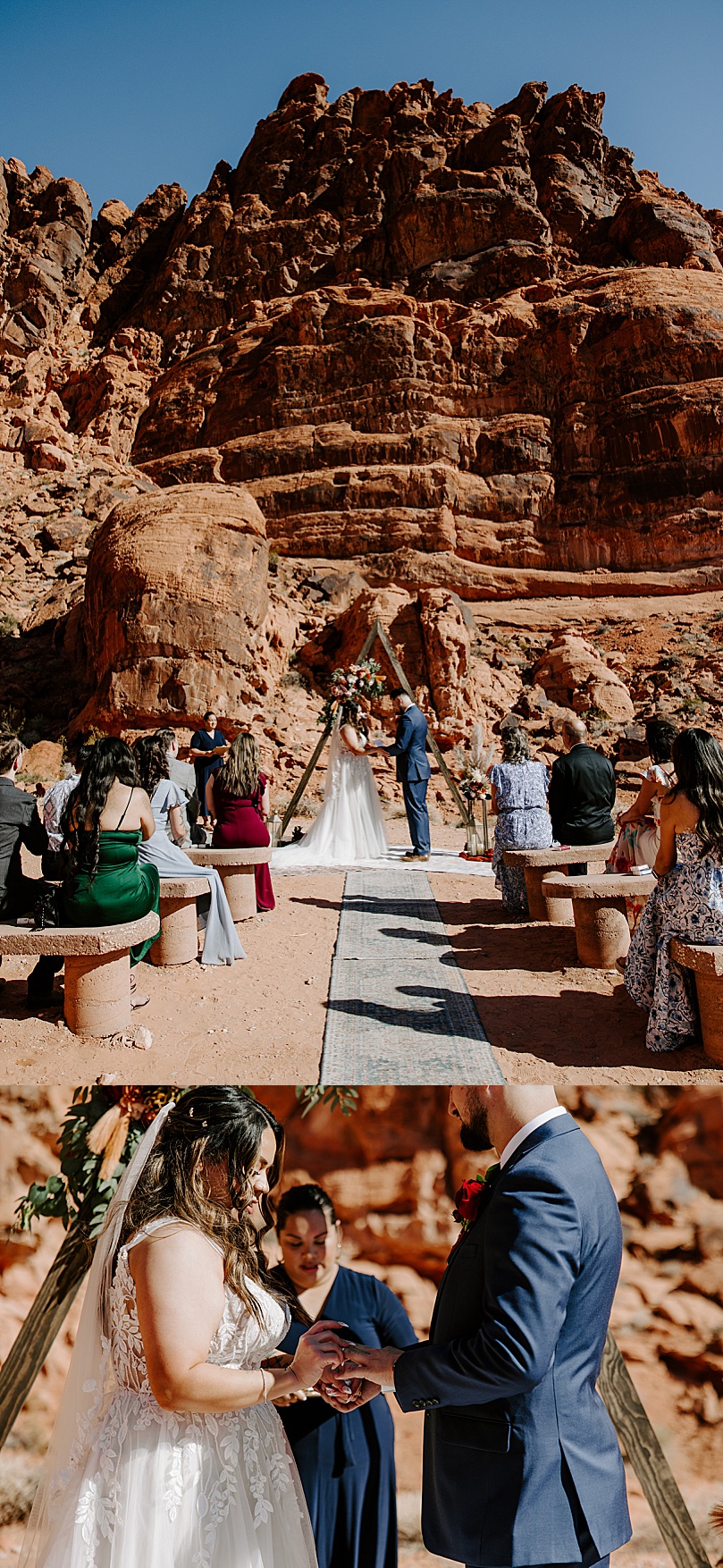 couple exchange rings at private ceremony by Katelyn Faye Photo