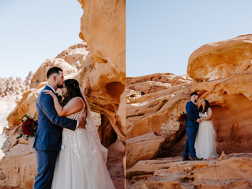 man kisses wife forehead on wedding day by Katelyn Faye Photo