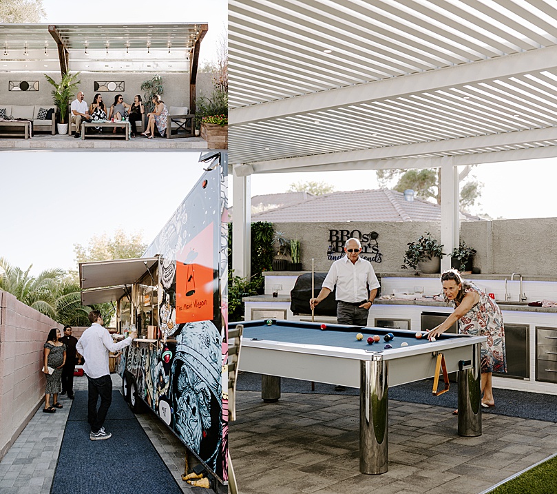 guests play pool in backyard after Valley of Fire elopement