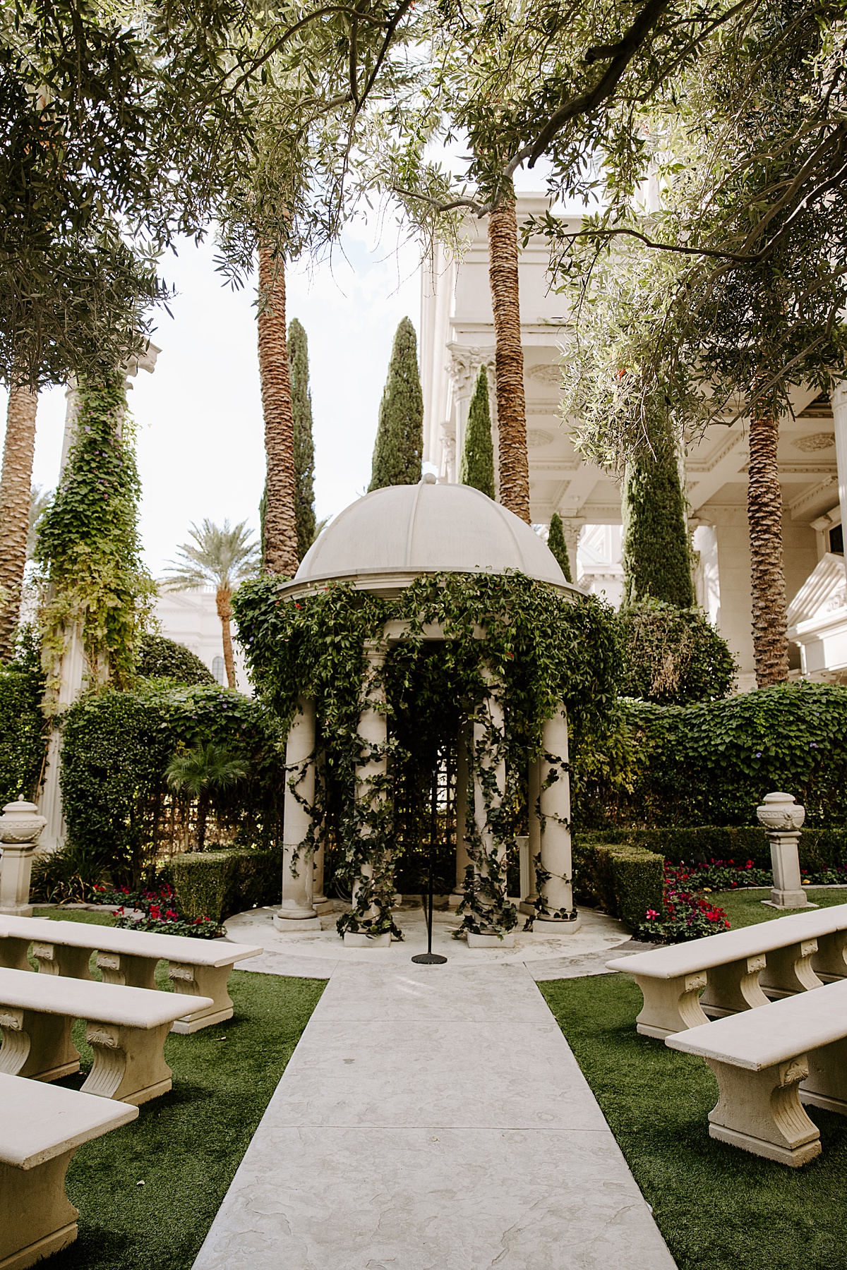 Ceremony site at Caesars Palace Venus Garden for an elopement