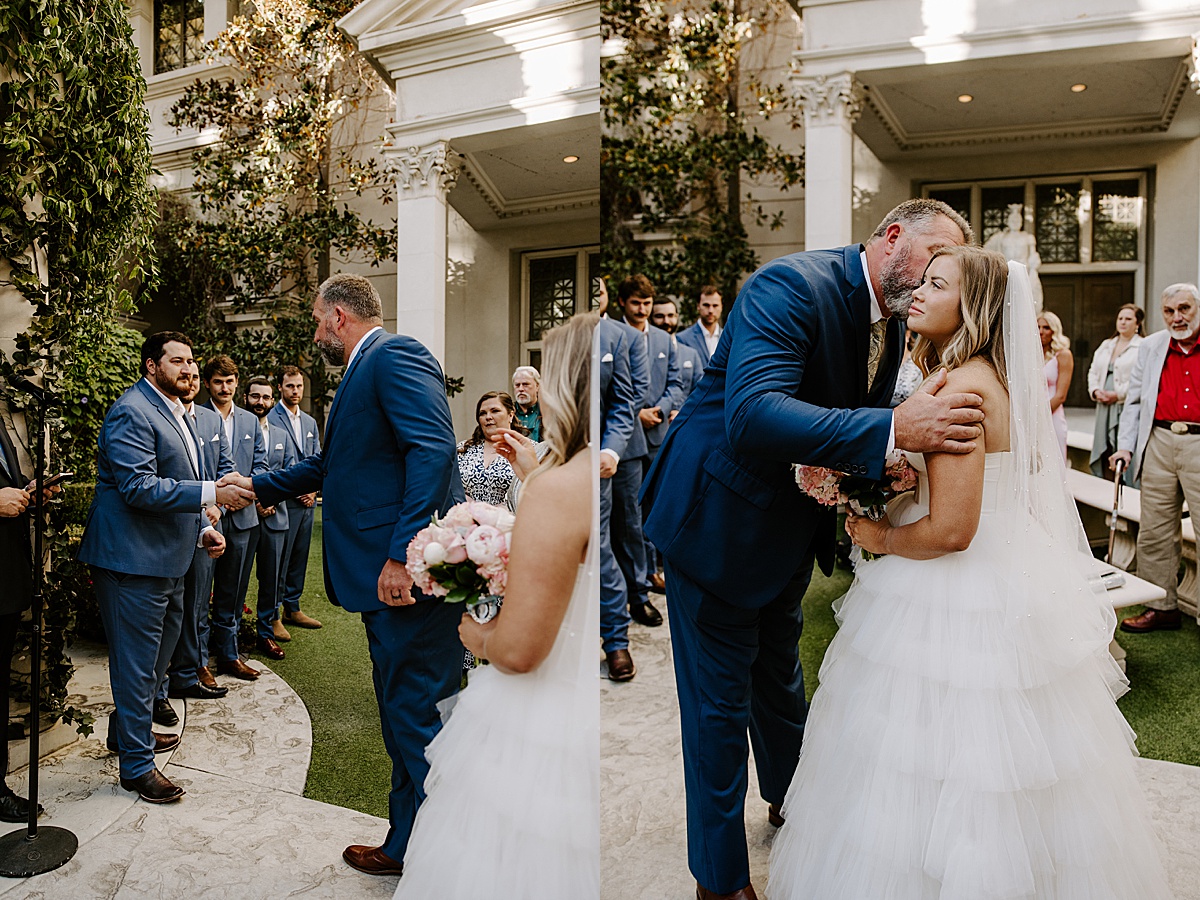 Father of the Bride gives away daughter by Las Vegas Wedding Photographer