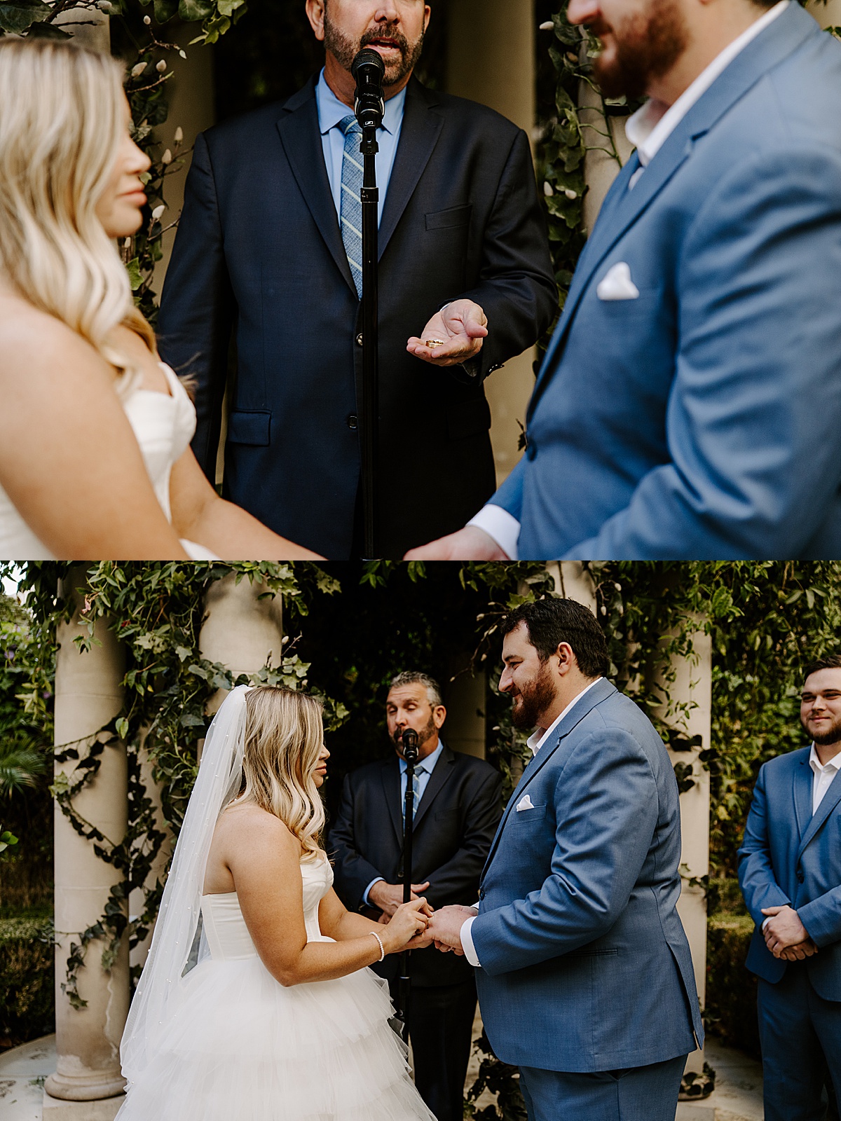 Officiant hands over wedding rings photographed by Las Vegas Wedding Photographer