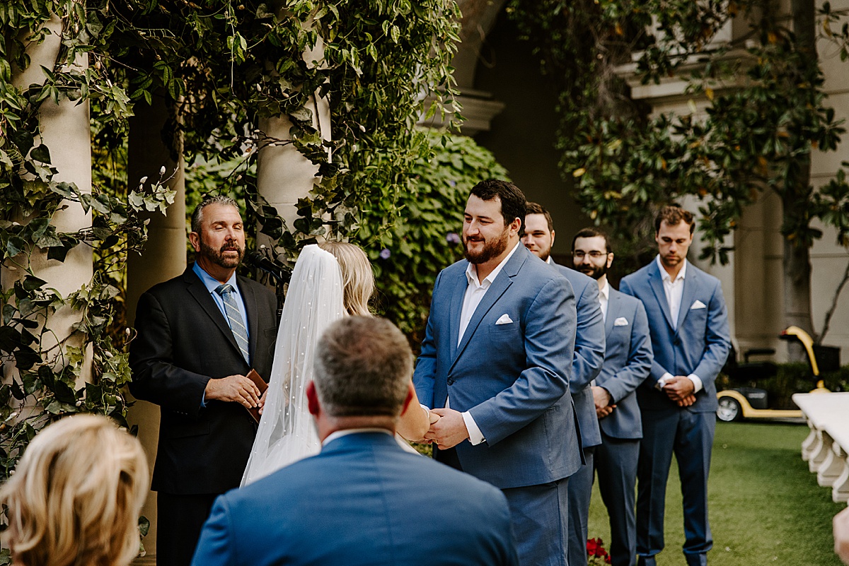 Groom says I Do at Caesars Palace Venus Garden