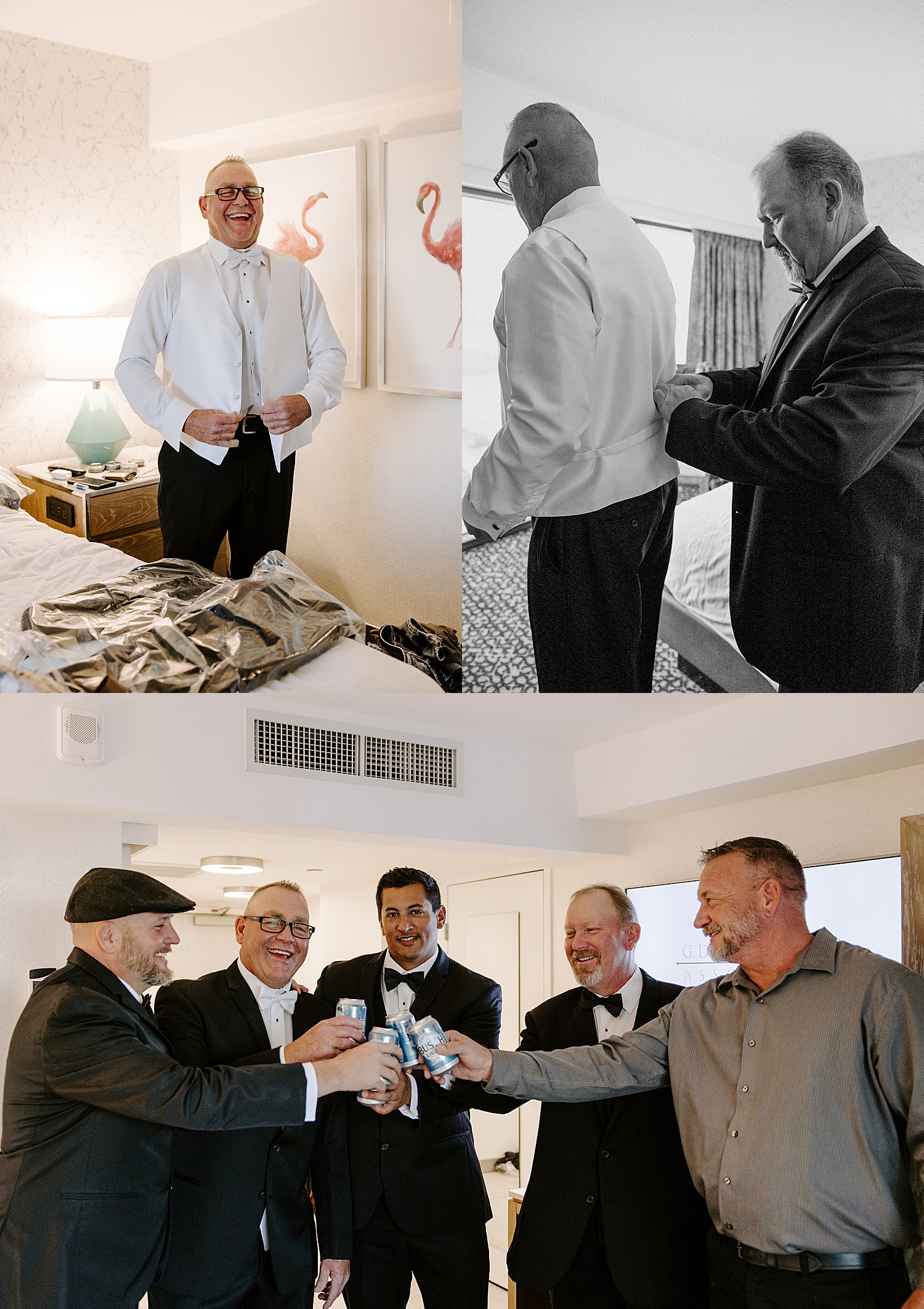 groom shares toast with groomsmen  by Las Vegas Wedding Photographer