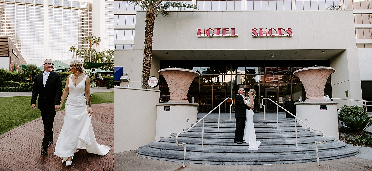 engaged couple embrace at hotel before going to Speedway Pitstop