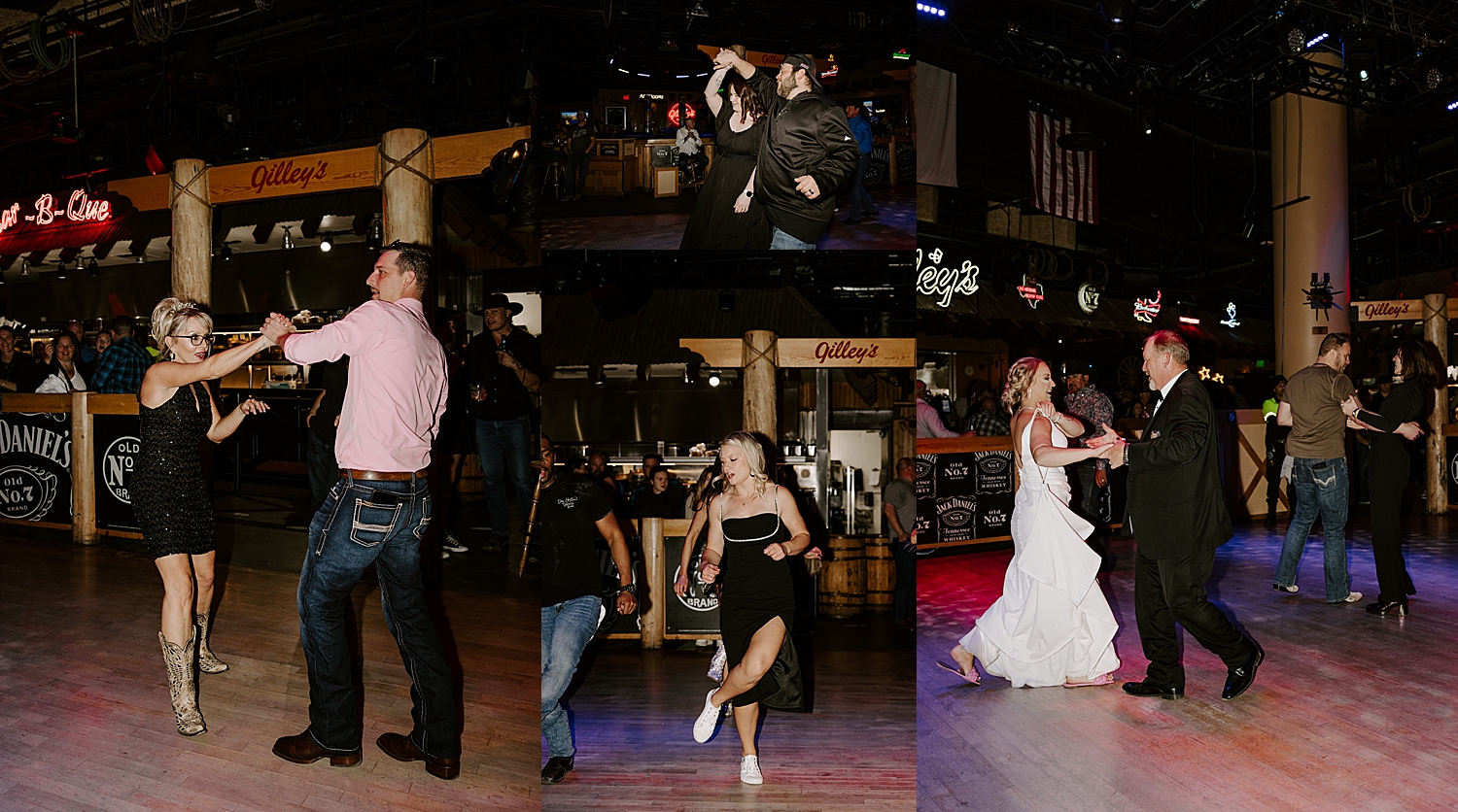 newlyweds share a first dance at Gilleys by Katelyn Faye Photo