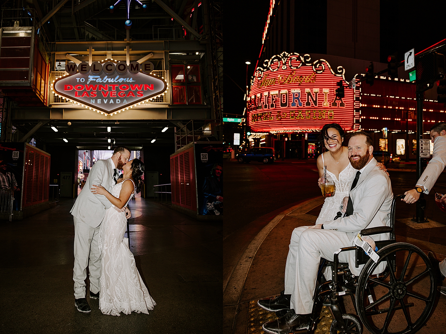 man and woman kiss under classic sign by Katelyn Faye Photo 