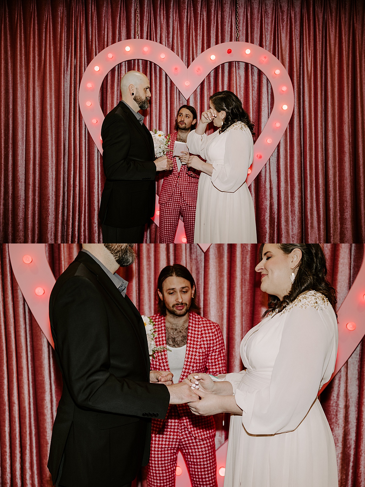 bride begins to cry during vows by las vegas wedding photographer