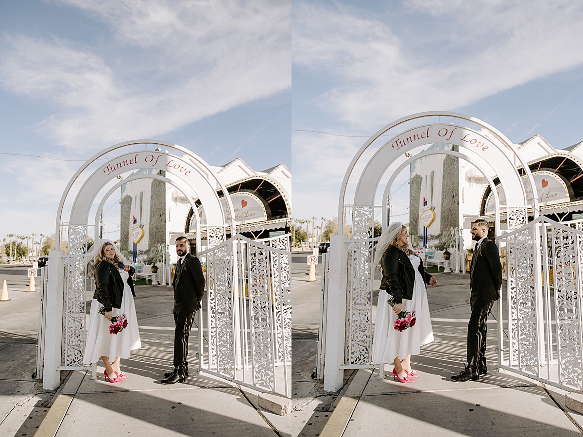 bride and groom under gate by Katelyn Faye Photo 