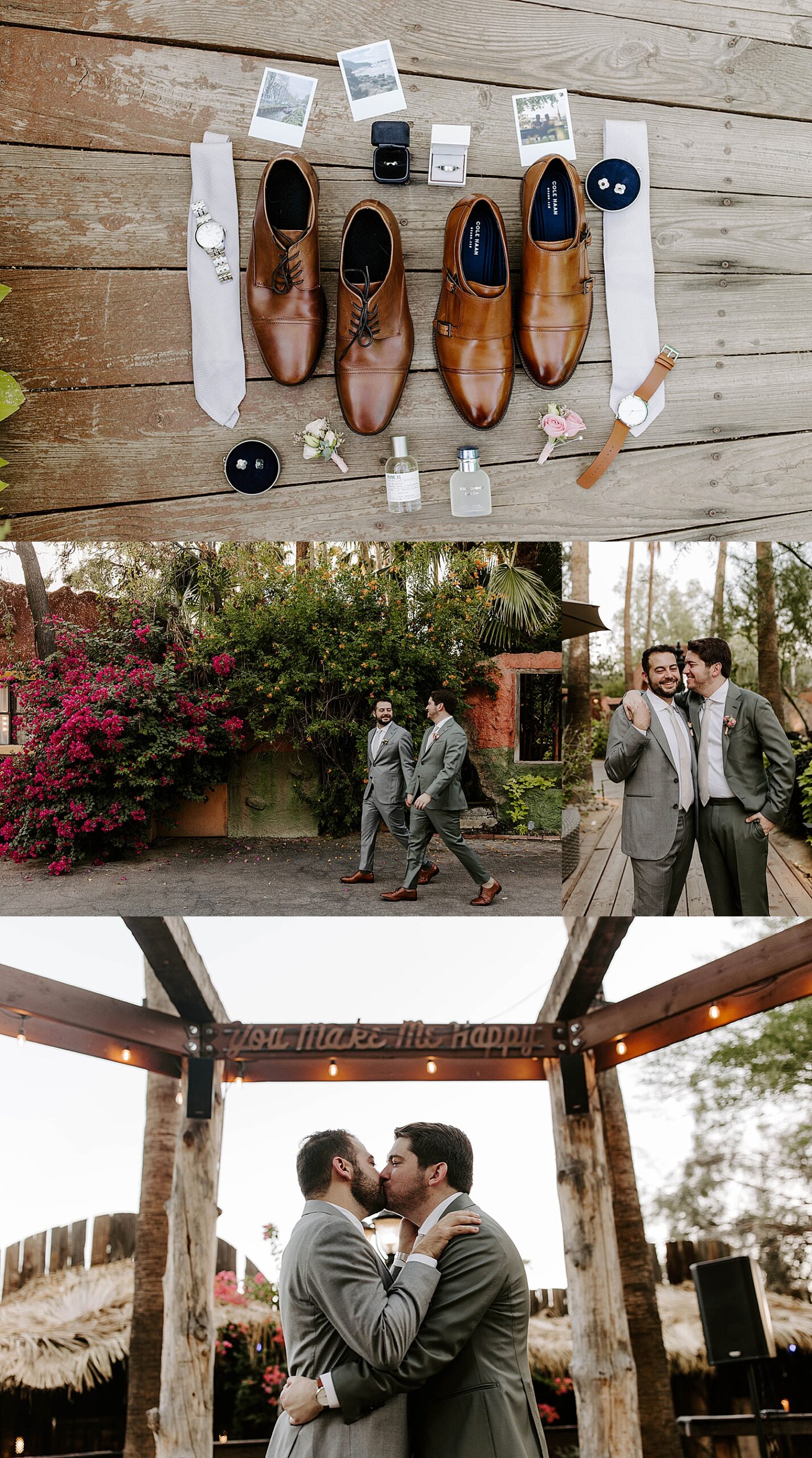 Two men kiss under a gazebo by Katelyn Faye Photo