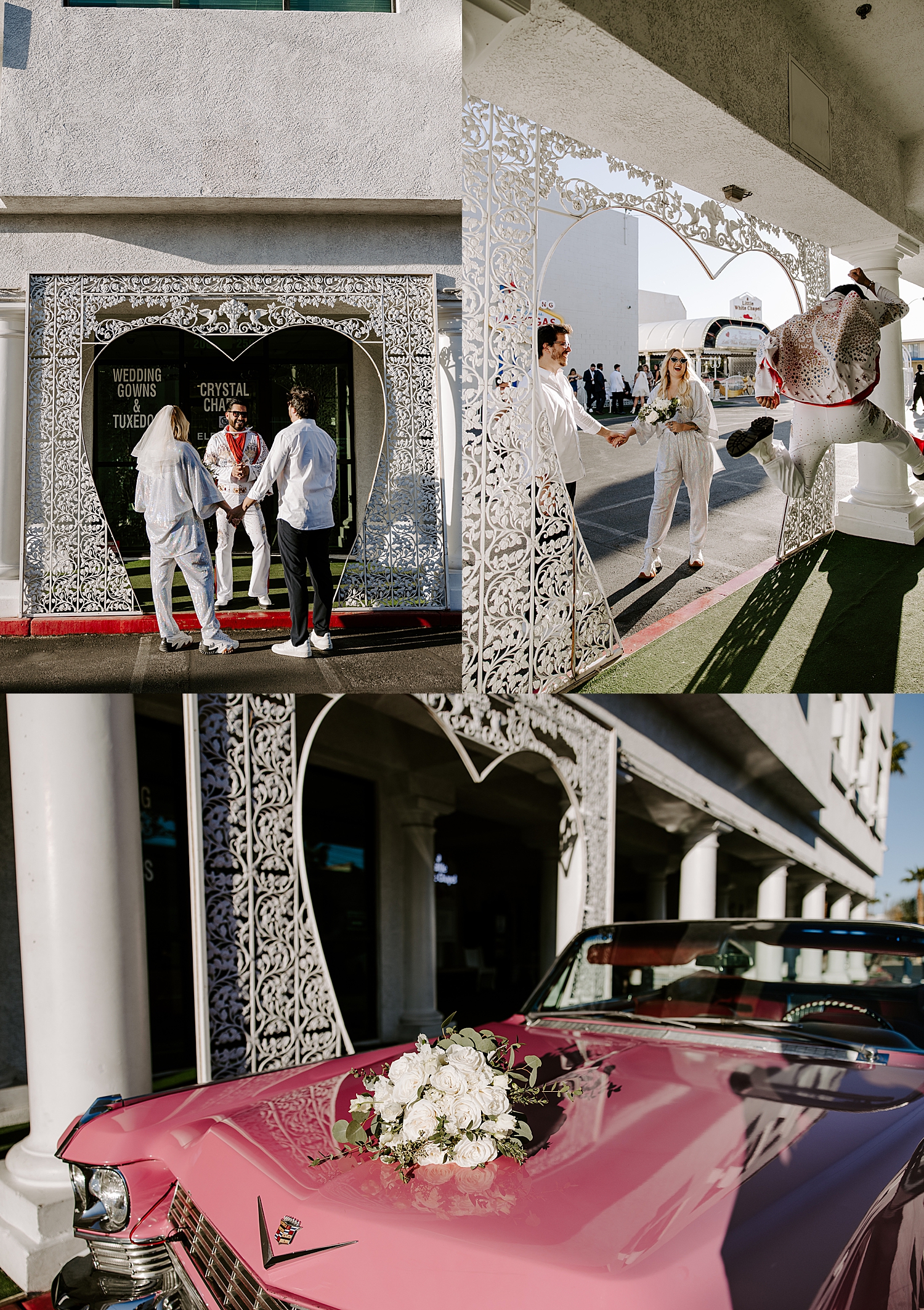 elvis jumps during ceremony by Las Vegas wedding photographer