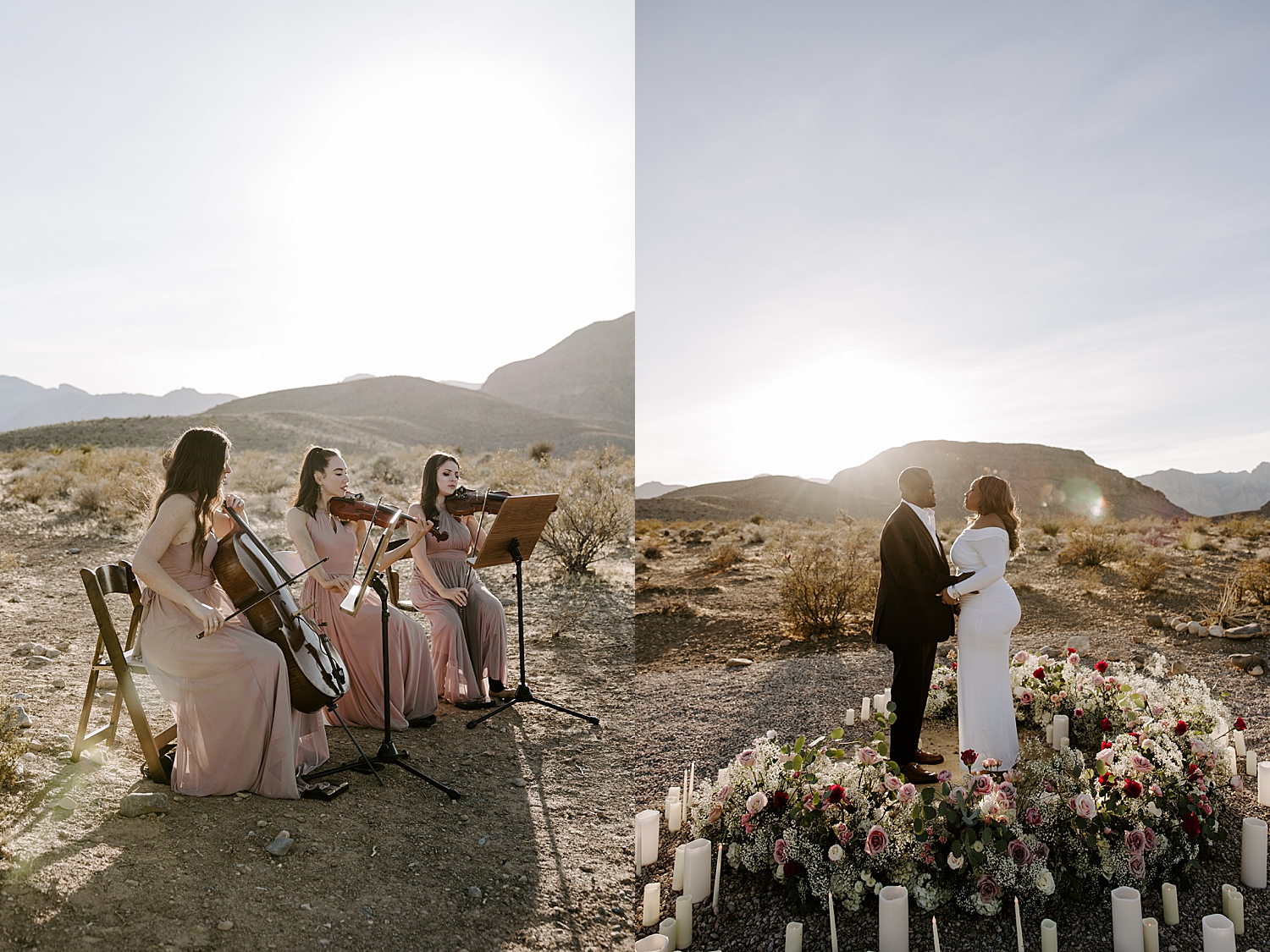 string musicians play outside by Las Vegas wedding photographer
